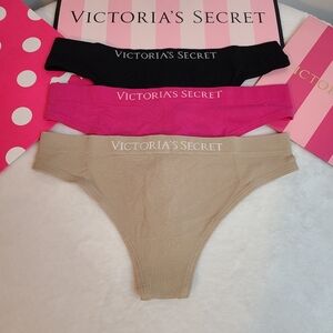 Victoria's Secret 3pk Seamless Stretch Nylon Thong Panties Size XS